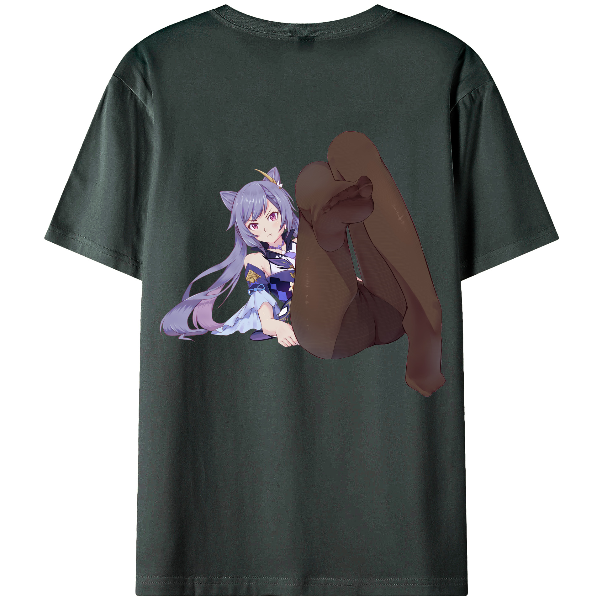 げんし神 刻晴 こくせい genshin Kokusei 綿100％ メンズ半袖Tシャツ（バックプリント） 通気性